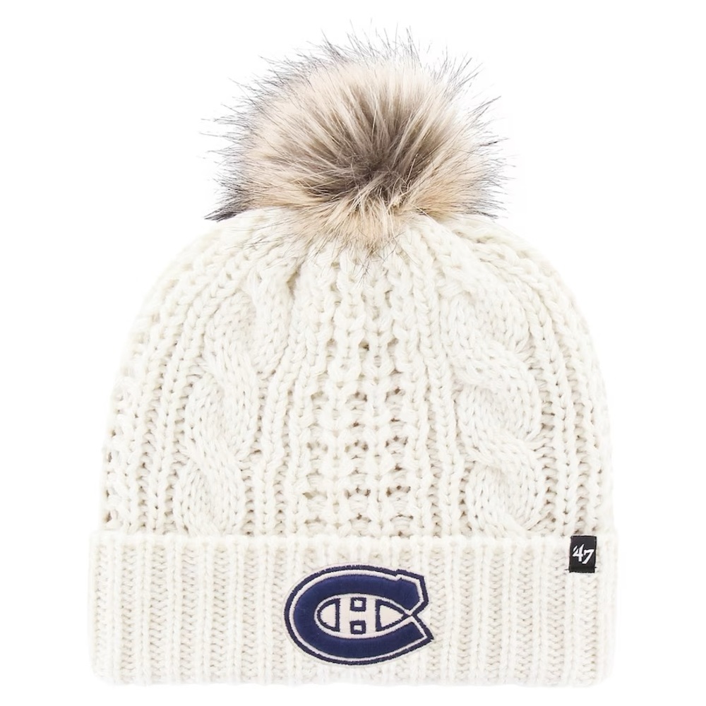 Women's Montreal Canadiens '47 White Meeko Cuffed Knit Hat with Pom
